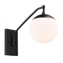 Golden Canada 3699-A1W BLK-OP - Glenn BLK 1 Light Articulating Wall Sconce in Matte Black with Opal Glass Shade