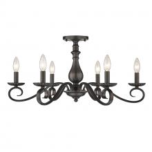 Golden Canada 3712-6SF RBZ - Larrick 6 Light Semi-Flush - Large in Rubbed Bronze