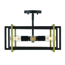 Golden Canada 6070-SF BLK-AB - Tribeca Semi-flush in Matte Black with Aged Brass Accents