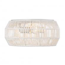 Golden Canada 6076-FM WHT-WR - Marlee WHT 2 Light Flush Mount in Matte White with Bleached White Raphia Rope Shade