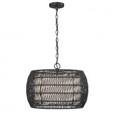 Golden Canada 6805-4 BLK-MBR - Everly 4 Light Pendant in Matte Black with Modern Black Rattan Shade