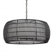 Golden Canada 6805-6 BLK-MBR - Everly 6 Light Chandelier in Matte Black with Modern Black Rattan Shade