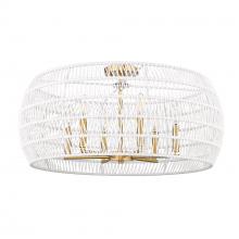 Golden Canada 6808-6SF MBG-WR - Ellie 4 Light Semi-Flush in Modern Brushed Gold with Bleached White Raphia Rope Shade