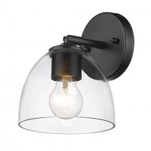 Golden Canada 6958-1W BLK-BLK-CLR - Roxie 1 Light Wall Sconce in Matte Black with Matte Black Accents and Clear Glass Shade