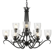 Golden Canada 8001-9 BLK-SD - Parrish 9 Light Chandelier in Matte Black with Seeded Glass