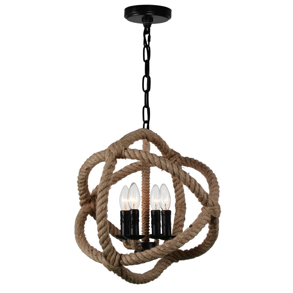 Padma 4 Light Up Chandelier With Black Finish