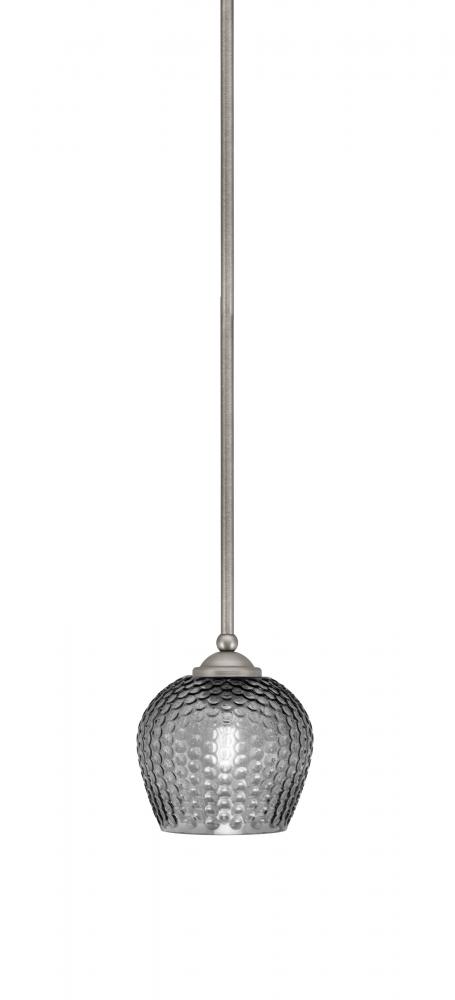 Zilo Stem Mini Pendant, Graphite Finish, 6.5" Smoke Textured Glass