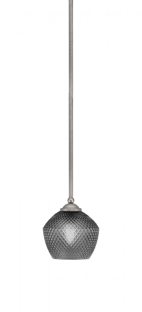 Zilo Stem Mini Pendant, Graphite Finish, 6" Smoke Textured Glass