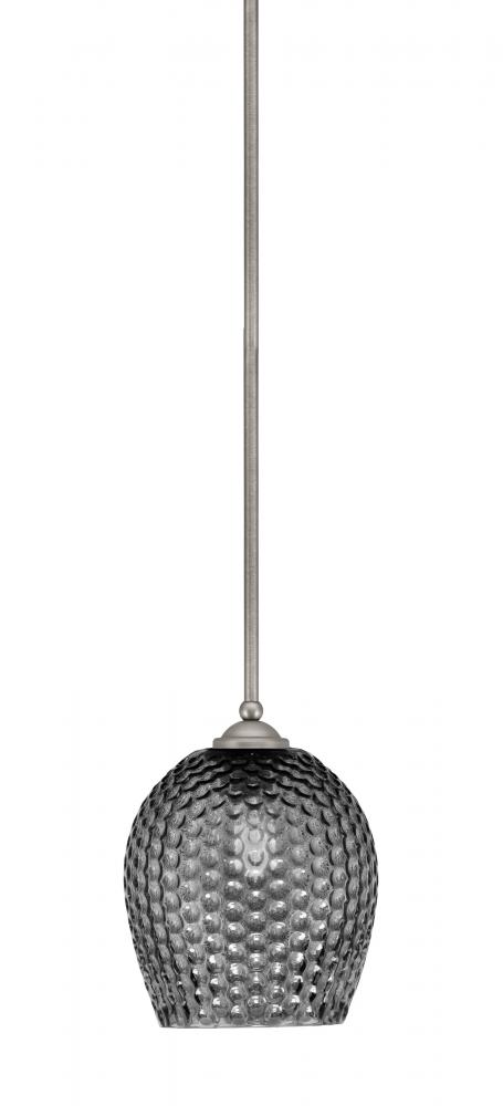 Zilo Stem Mini Pendant, Graphite Finish, 7.5" Smoke Textured Glass