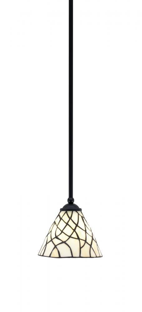 Zilo Stem Mini Pendant, Matte Black Finish, 7" Sandhill Art Glass