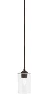 Toltec Company 560-DG-300 - Zilo Stem Hung Mini Pendant, Dark Granite Finish, 4" Clear Bubble Glass