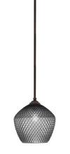 Toltec Company 560-DG-4922 - Zilo Stem Hung Mini Pendant, Dark Granite Finish, 9" Smoke Textured Glass