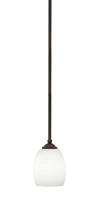 Toltec Company 560-DG-615 - Zilo Stem Hung Mini Pendant, Dark Granite Finish, 5" White Linen Glass