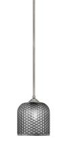 Toltec Company 560-GP-4912 - Zilo Stem Mini Pendant, Graphite Finish, 7" Smoke Textured Glass