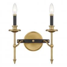 Savoy House Canada 9-9510-2-143 - Consulate 2-Light Wall Sconce in Matte Black and Warm Brass