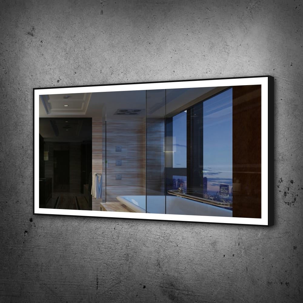 Chic Black Framed Rectangle Mirror (Frontlit)