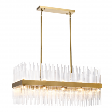 ZEEV Lighting CD10406-24-P-AGB - 24-Light 36" Sleek Aged Brass Banded Rectangular Crystal Chandelier