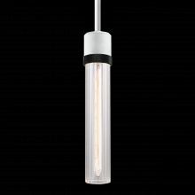 ZEEV Lighting P11706-E26-MW-K-SBB-G3 - 3" E26 Cylindrical Pendant Light, 12" Fluted Glass and Matte White with Black Finish