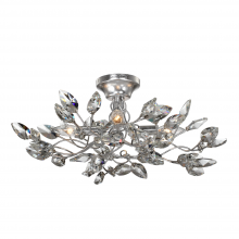 ZEEV Lighting SF50004-4-SL-CL - 4-Light 22" Organic Silver Leaf Semi-Flush Mount