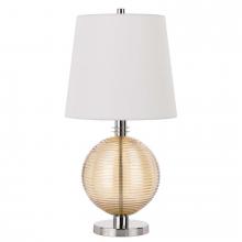 CAL Lighting BO-3005TB - 150W 3 Way Salisbury Glass Table Lamp with Hardback Fabric Shade