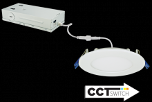 Elco Lighting ERT41DXCT5W - 4" 120/277/347V Ultra Slim LED Round Panel Light with 5-CCT Switch