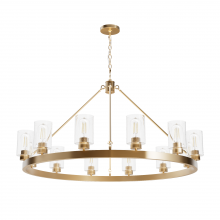 Hunter 13060 - Hunter Hartland Alturas Gold with Seeded Glass 12 Light Chandelier Ceiling Light Fixture