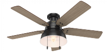 Hunter 59310 - Hunter 52 inch Mill Valley Matte Black Low Profile Damp Rated Ceiling Fan with LED Light Kit