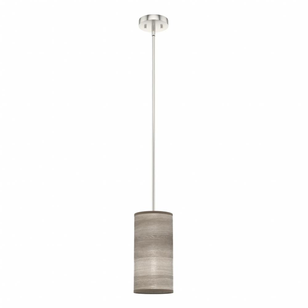 Hunter Solhaven Light Gray Oak and Brushed Nickel 1 Light Pendant Ceiling Light Fixture