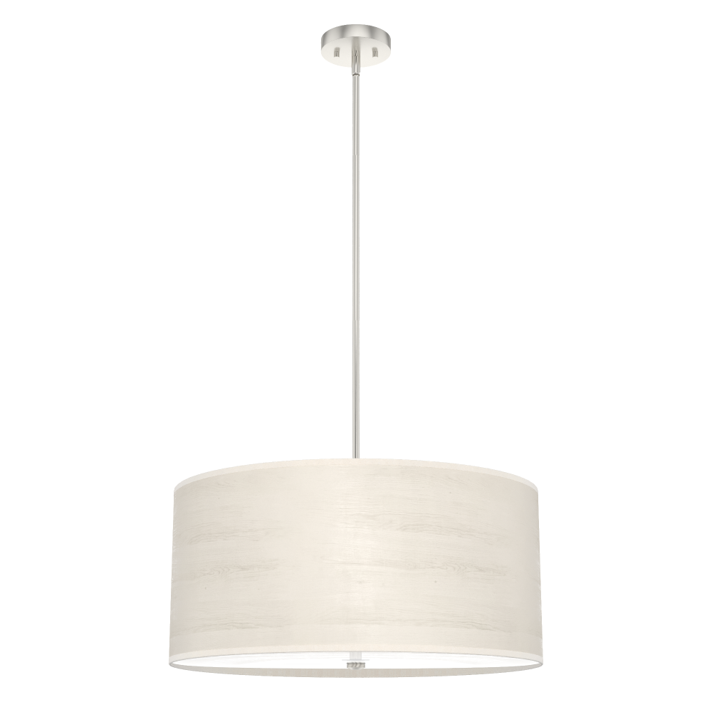 Hunter Solhaven Bleached Alder & Brushed Nickel with Painted Cased White Glass 4 LT Pendant