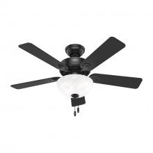 Hunter 52790 - Hunter 44 inch Swanson ENERGY STAR® Matte Black Ceiling Fan with LED Light Kit and Pull Chain