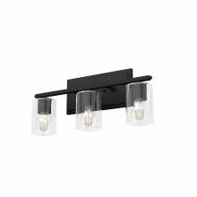 Hunter 48030 - Hunter Kerrison Natural Black Iron with Seeded Glass 3 Light Bathroom Vanity Wall Light Fixture