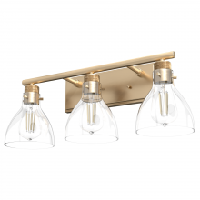 Hunter 48035 - Hunter Van Nuys Alturas Gold with Clear Glass 3 Light Bathroom Vanity Wall Light Fixture