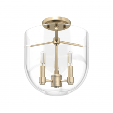 Hunter 19387 - Hunter Sacha Alturas Gold with Clear Glass 3 Light Flush Mount Ceiling Light Fixture