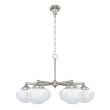 Hunter 19062 - Hunter Saddle Creek Brushed Nickel with Cased White Glass 6 Light Chandelier Ceiling Light Fixture