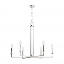 Hunter 19621 - Hunter Bearden Brushed Nickel 6 Light Large Chandelier Ceiling Light Fixture