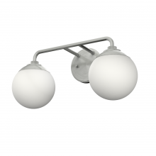 Hunter 19168 - Hunter Hepburn Brushed Nickel with Cased White Glass 2 Light Bathroom Vanity Wall Light Fixture