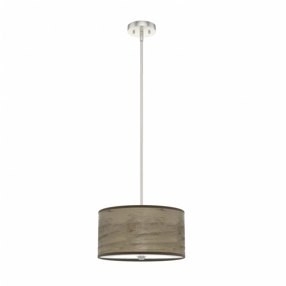 Hunter Solhaven Warm Grey Oak & Brushed Nickel with Painted Cased White Glass 2 Light Pendant