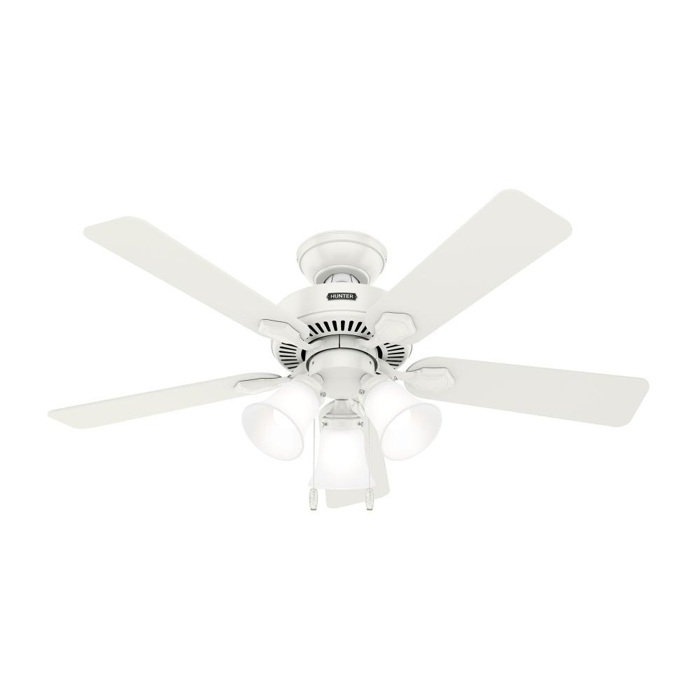 Hunter 44 inch Swanson Fresh White Ceiling Fan with LED Light Kit and Pull Chain