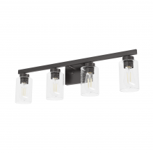 Hunter 13082 - Hunter Hartland Noble Bronze with Seeded Glass 4 Light Bathroom Vanity Wall Light Fixture