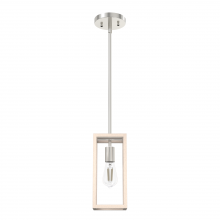 Hunter 19770 - Hunter Squire Manor Brushed Nickel and Bleached Wood 1 Light Small Pendant Ceiling Light Fixture