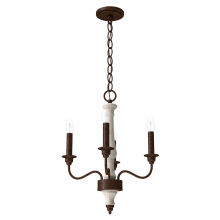 Hunter 19279 - Hunter Teren Distressed White and Textured Rust 4 Light Chandelier Ceiling Light Fixture