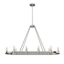 Hunter 19028 - Hunter Saddlewood Brushed Nickel 10 Light Large Chandelier Ceiling Light Fixture