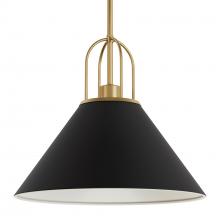 Hunter 13165 - Hunter Carrington Isle Matte Black and Luxe Gold 1 Light Large Pendant Ceiling Light Fixture