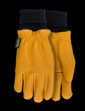 Watson Gloves 9597CKW-S - THE DUKE FULLGRAIN COW FLEECE LINED KNIT WRIST GOLD DRIVER - S