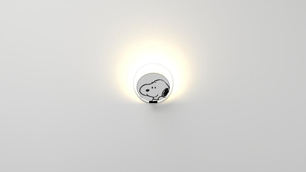 Peanuts® Gravy Wall Sconce - Chrome body, Snoopy plates - Hardwire