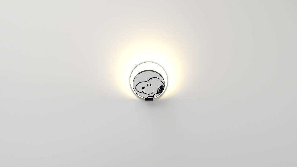 Peanuts® Gravy Wall Sconce - Metallic Black body, Snoopy plates - Hardwire