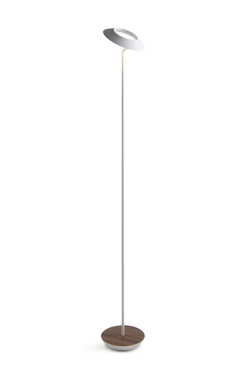 Royyo Floor Lamp, Matte White Body, Oiled Walnut base plate