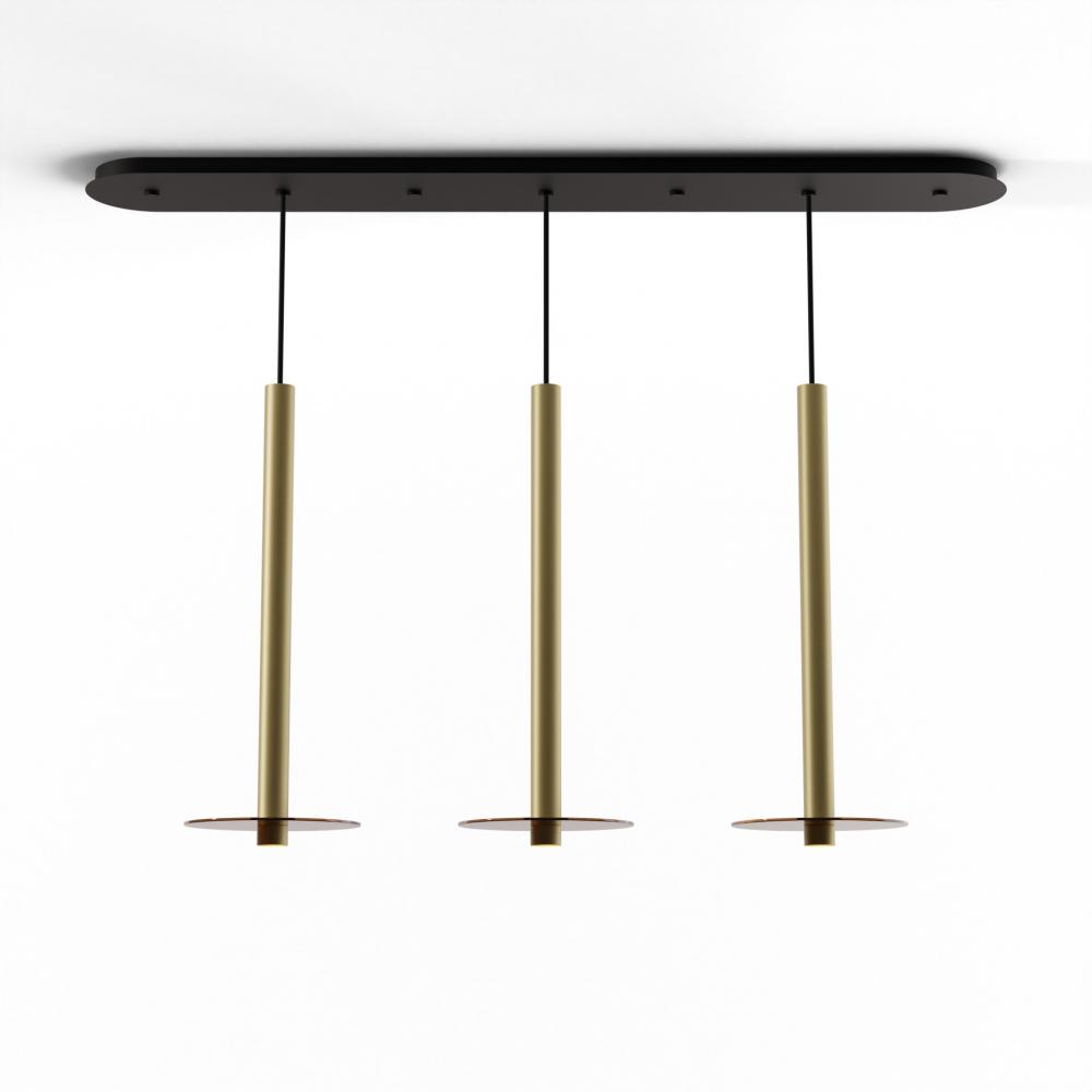 Combi Pendant 24" Linear 3 Combo Brass with Matte Black Canopy