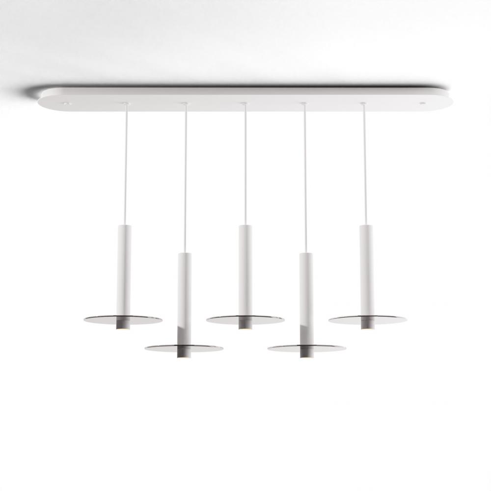 Combi Pendant 12" Linear 5 Combo Matte White with Matte White Canopy