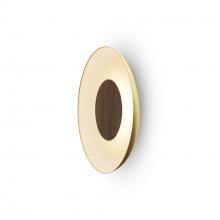 Koncept Inc Canada RMW-12-SW-OWT-HW+24BD-GMW - Ramen Wall Sconce 12" (Oiled Walnut) with 24" back dish (Gold w/ Matte White Interior)